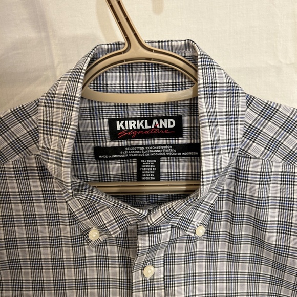 Men's Long Sleeve Casual Button Down Black and White check shirt by Kirkland XL - Picture 4 of 5